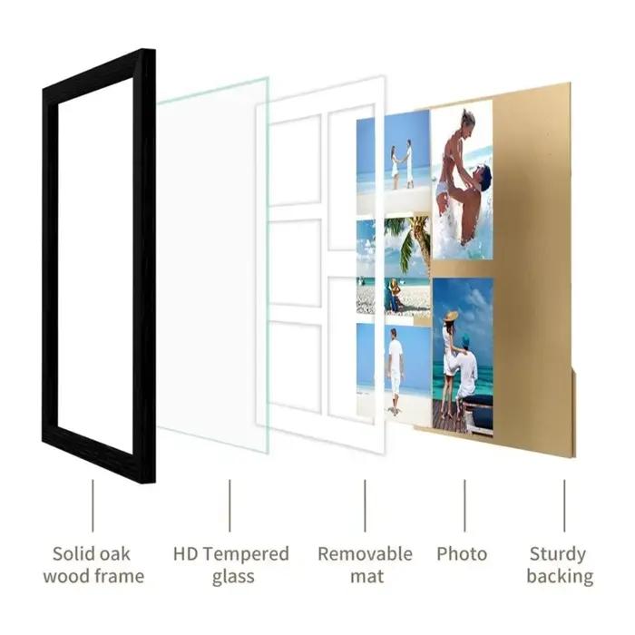 Cadre photo mural multifonctionnel à 5 compartiments