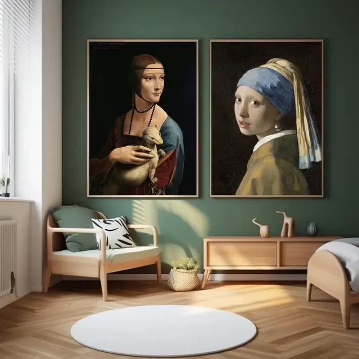 Affiche de Portrait de figurine célèbre Vintage Van Gogh Mona Lisa