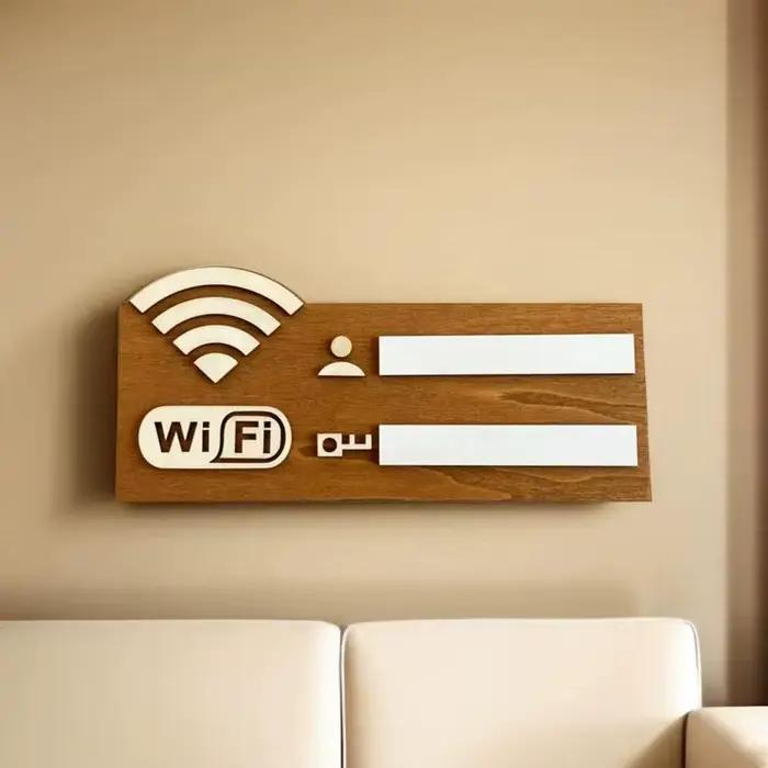 1 plaque rustique en bois pour mot de passe Wi-Fi, indicateur de réseau sans fil mural vintage, accessoire de décoration polyvalent pour la maison