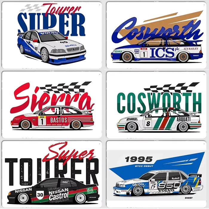 Affiches rétro de voiture de rallye S40 BTCC Sierra Cosworth P10 JTCC
