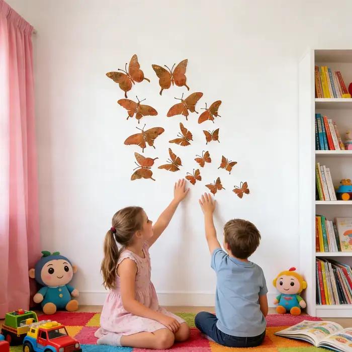 Décoration murale en métal en forme de papillon
