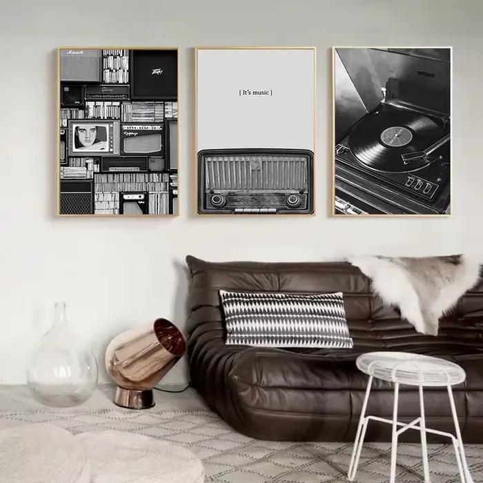 Affiches et impressions de disques de musique en noir et blanc