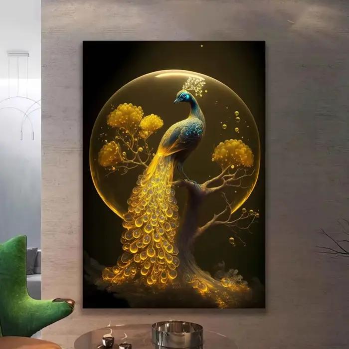 Peinture sur toile d'arbre de paon doré