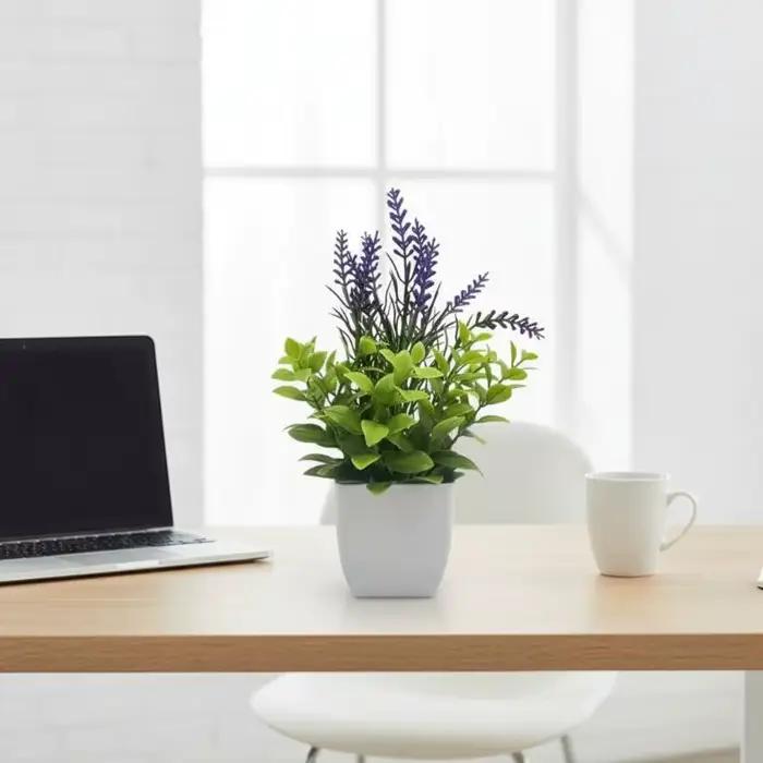 Plantes artificielles en pot avec feuillage réaliste et sans entretien, parfaites pour la décoration de la maison, du bureau, de la salle de bain, de la table ou des étagères.