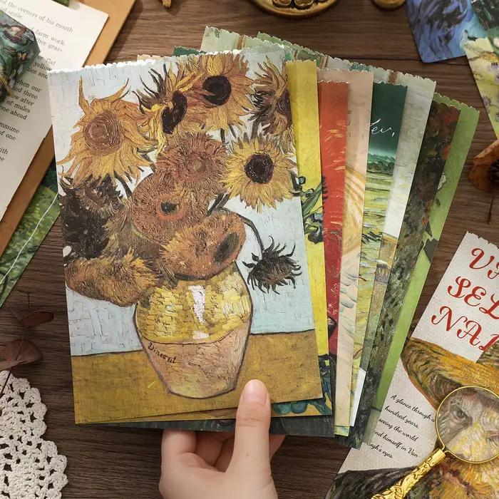 Livre d'autocollants Washi esthétiques Van Gogh Impression, 50 pièces, fournitures d'art classique pour la décoration de carnets et albums