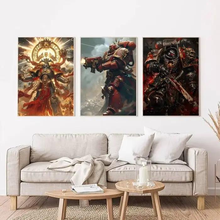 Affiches autocollantes en papier imprimé Game B-W-Warhammes-D 40k