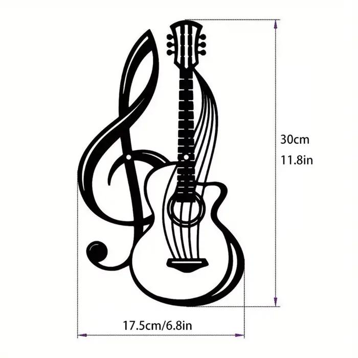1 morceau d'art mural en fer avec symboles musicaux et guitare