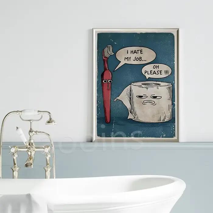 Affiche humoristique en papier toilette et brosse à dents