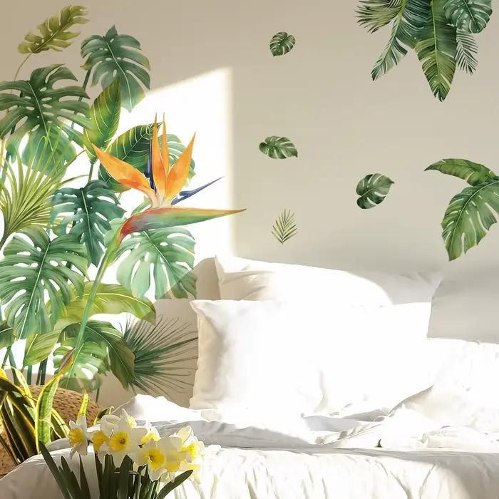 Autocollant mural végétal vert