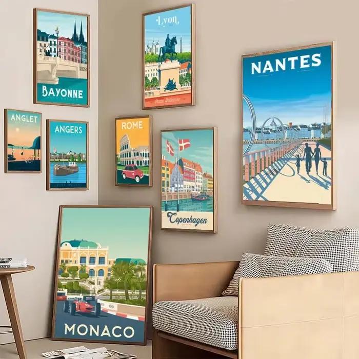 Affiches minimalistes de voyage européennes