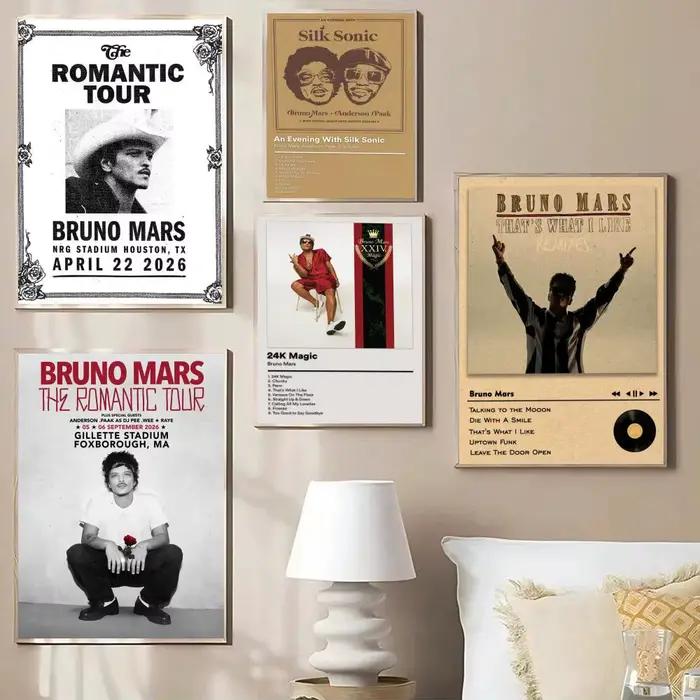 Affiche de rappeur B-Bruno Mars, impressions d'art mural minimalistes modernes pour chambre à coucher, salon, décoration esthétique contemporaine, cadeau
