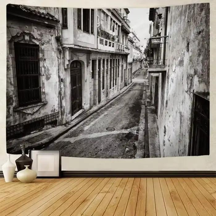 Bohème maison décoration murale salon Art tissu suspendu grand tapisserie imprimée rétro ville jardin paysage tenture