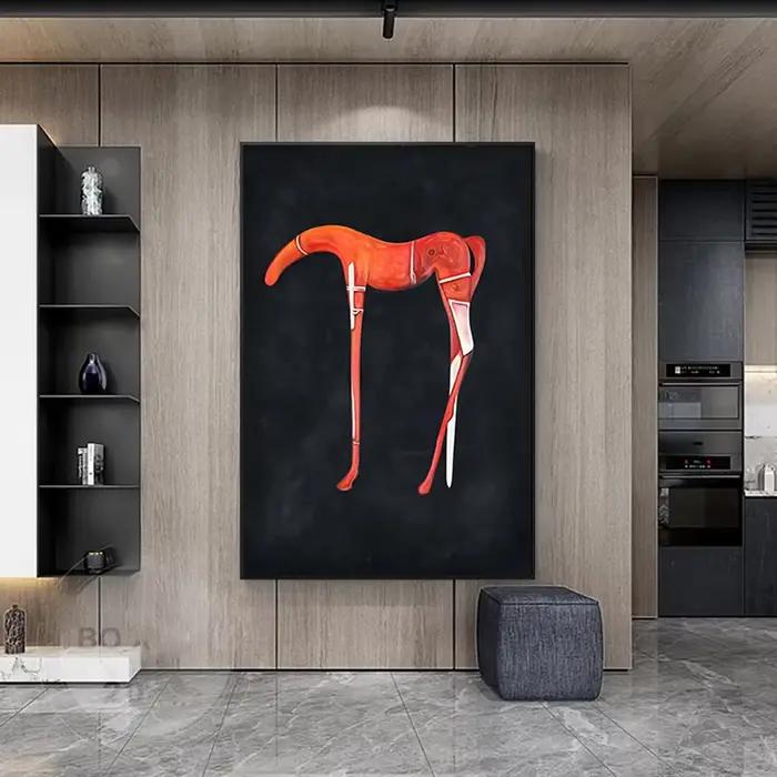 Peinture à l'huile abstraite de cheval d'animal peint à la main sur la toile