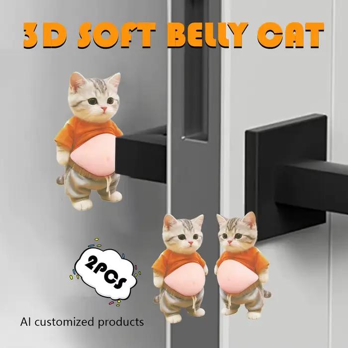 Autocollant de ventre de chat Kawaii 3D