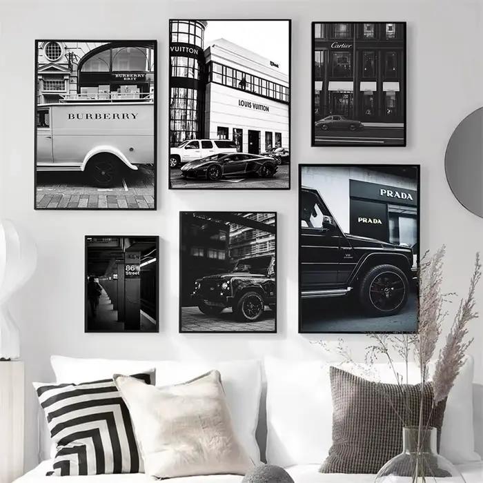 Art mural de voiture noir et blanc