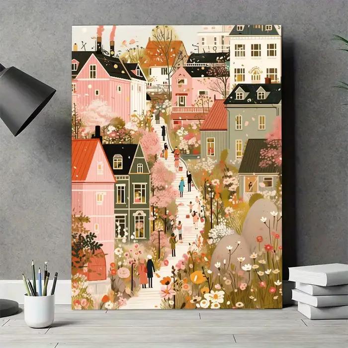 Toile d'art de paysage urbain vibrant