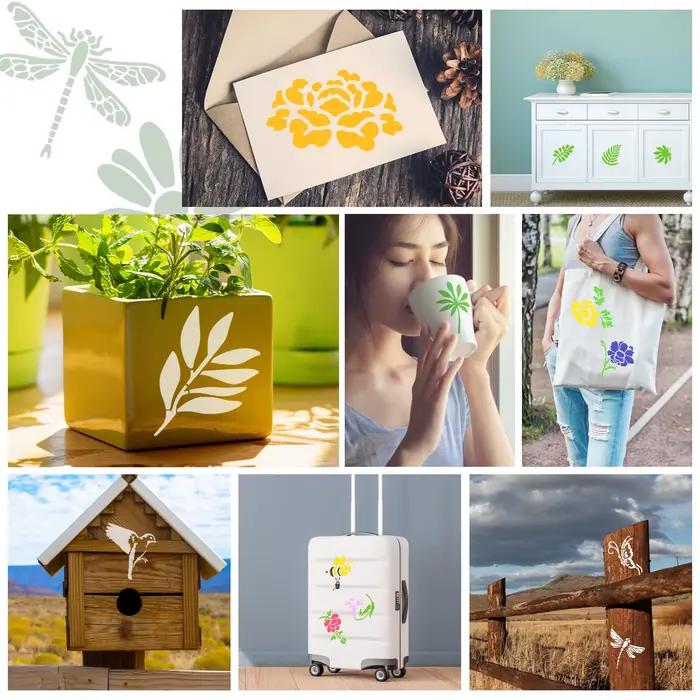 Ensemble de 60 pièces de modèles de peinture de plantes pour carte sur toile