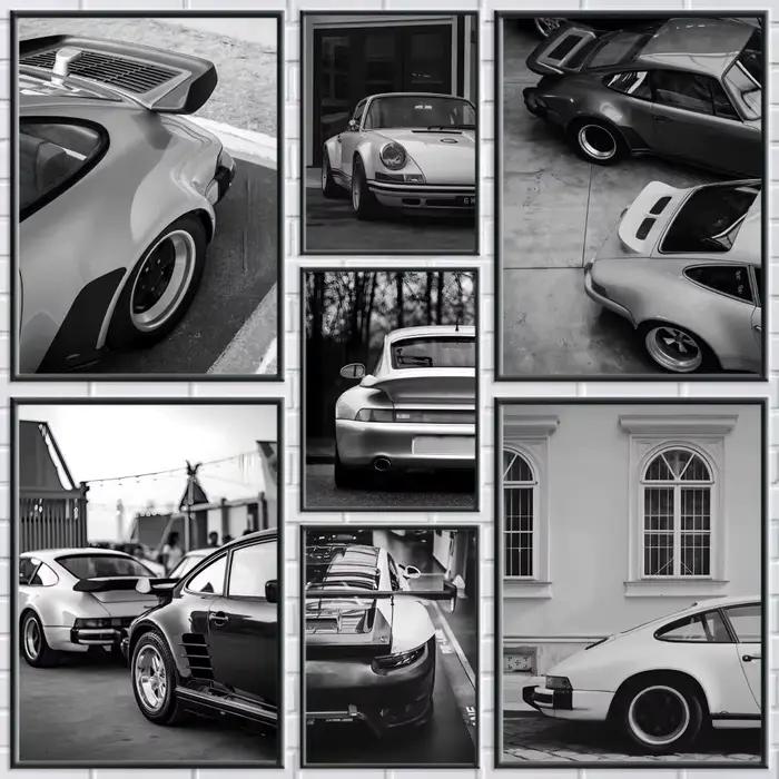 Affiche de véhicule de voiture de luxe noir et blanc