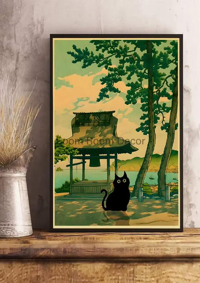 Affiche numérique de chats mignons en papier kraft