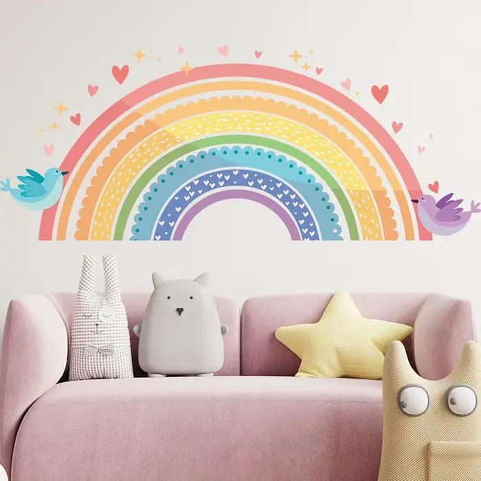 Autocollants muraux colorés en forme d'oiseau arc-en-ciel pour chambre d'enfant