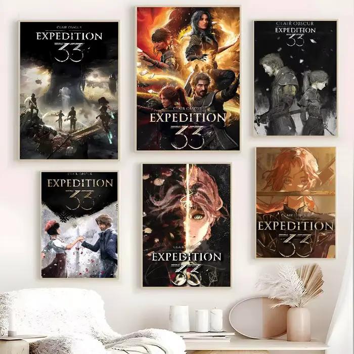 C-Clair Obscur e-expédition 33 affiche étanche mur Art autocollant pour salon chambre rétro