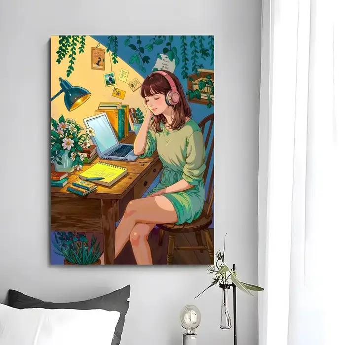 Poster d'art mural imprimé de l'anime Lofi Girl Spain Edition
