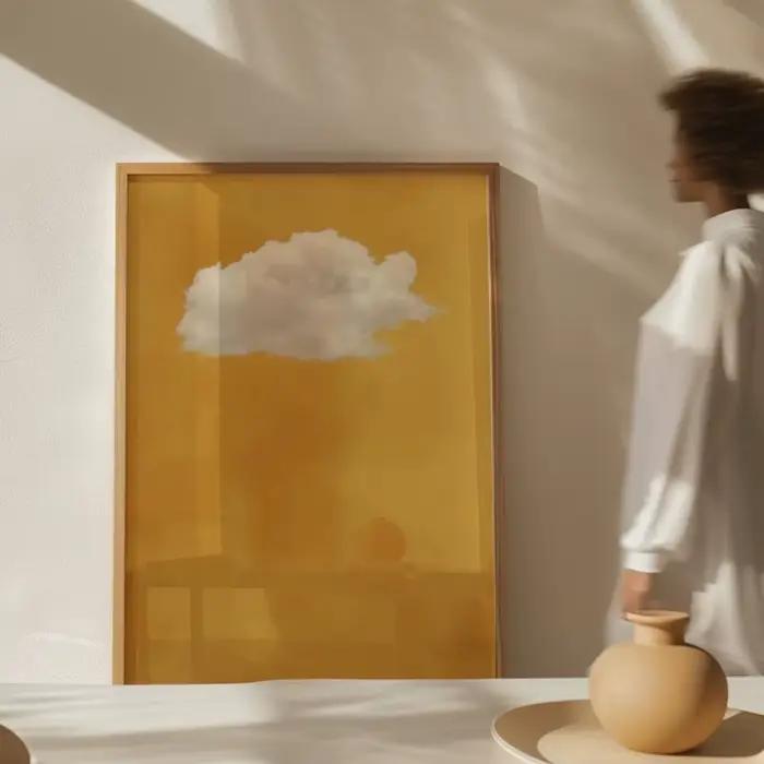 Impression d'art mural de nuage jaune sans cadre