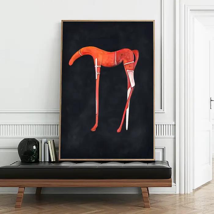 Peinture à l'huile abstraite de cheval d'animal peint à la main sur la toile