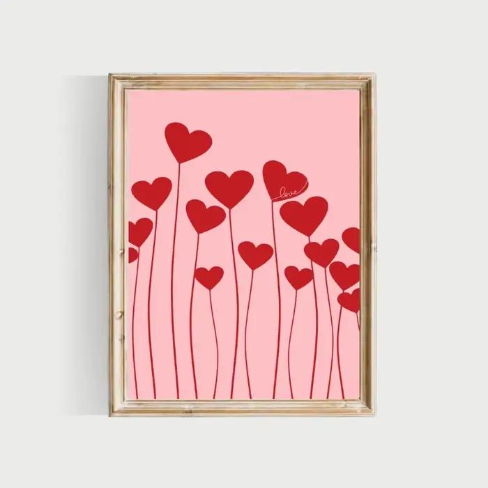 Affiches de cœur d'amour romantique rose pour la saint-valentin