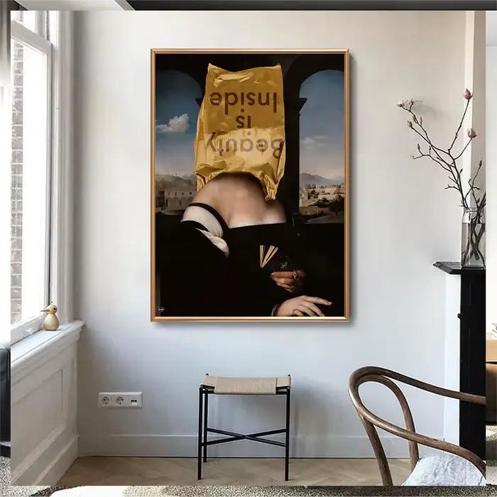 Toile d'art drôle de Mona Lisa