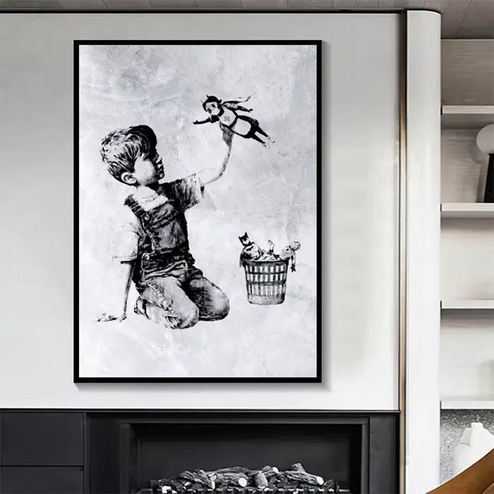 Banksy jeu changeur infirmière hommage toile peinture affiches abstraites et imprimés mur Art photos pour salon décor Cuadros