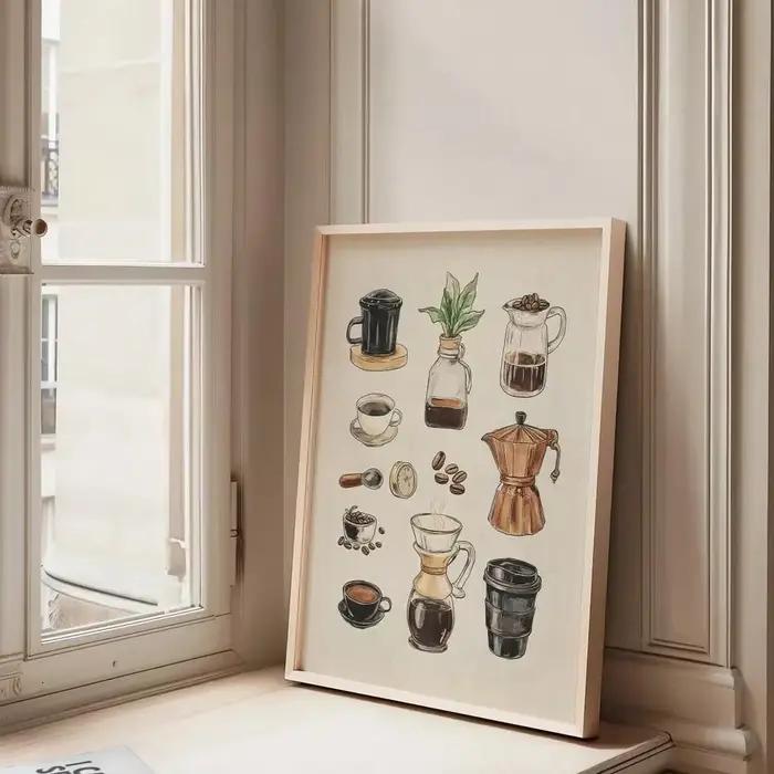 Tableau de café rétro sans cadre/encadrement