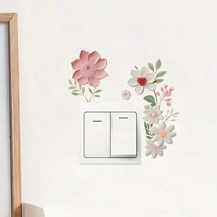 Autocollant mural interrupteur de belles fleurs