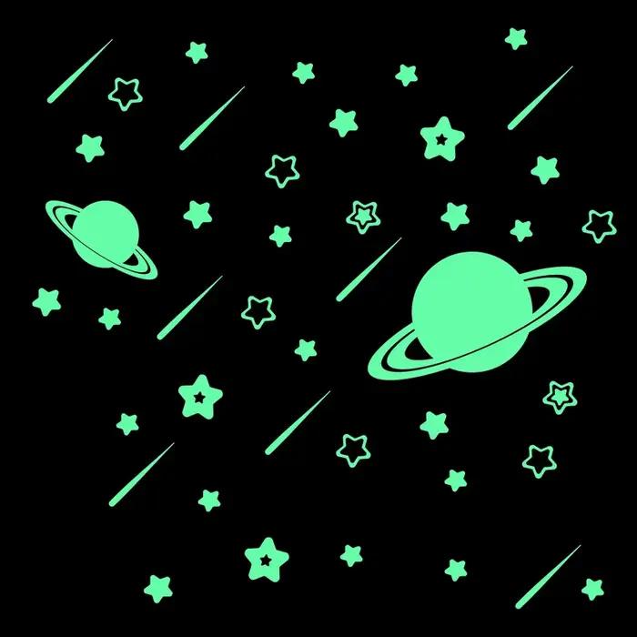 Autocollants muraux étoiles de météores fluorescentes qui brillent dans la nuit