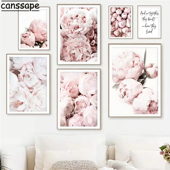 Toile avec fleurs roses et pivoines