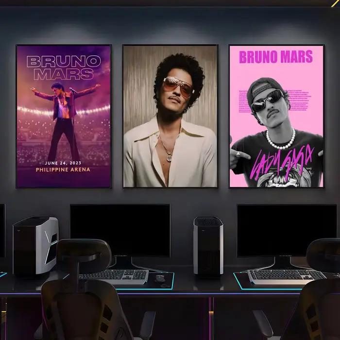 B-Bruno Mars Singer affiche polyvalente HD étanche mur Art auto-adhésif décor pour n'importe quel espace cadeau idéal