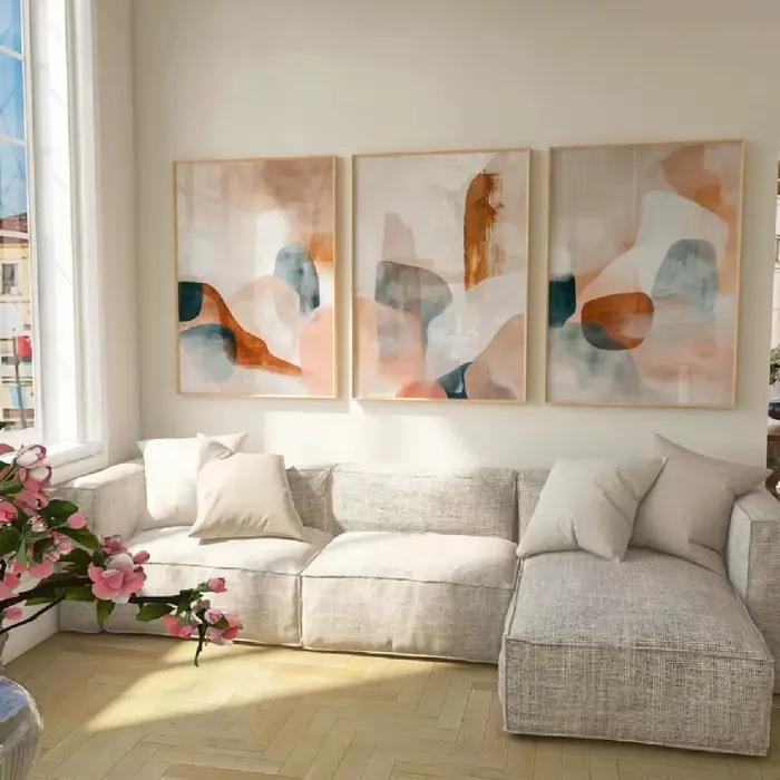 Lot de 3 tableaux triptyques sans cadre