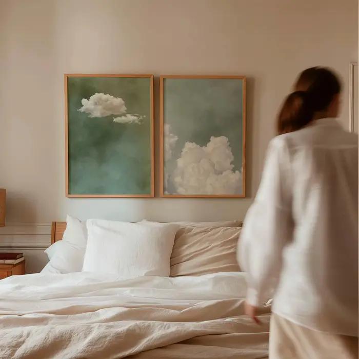 Affiche d'art mural nuage vert sauge