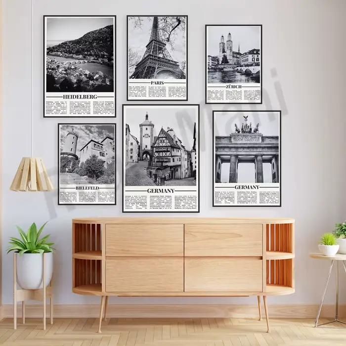 Affiche de voyage en noir et blanc