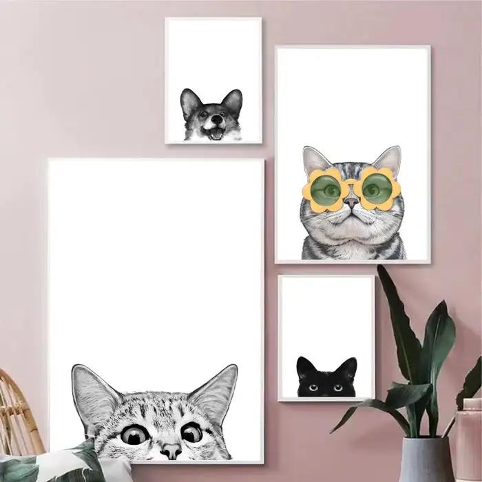 Peinture d'animaux chat chien mignon