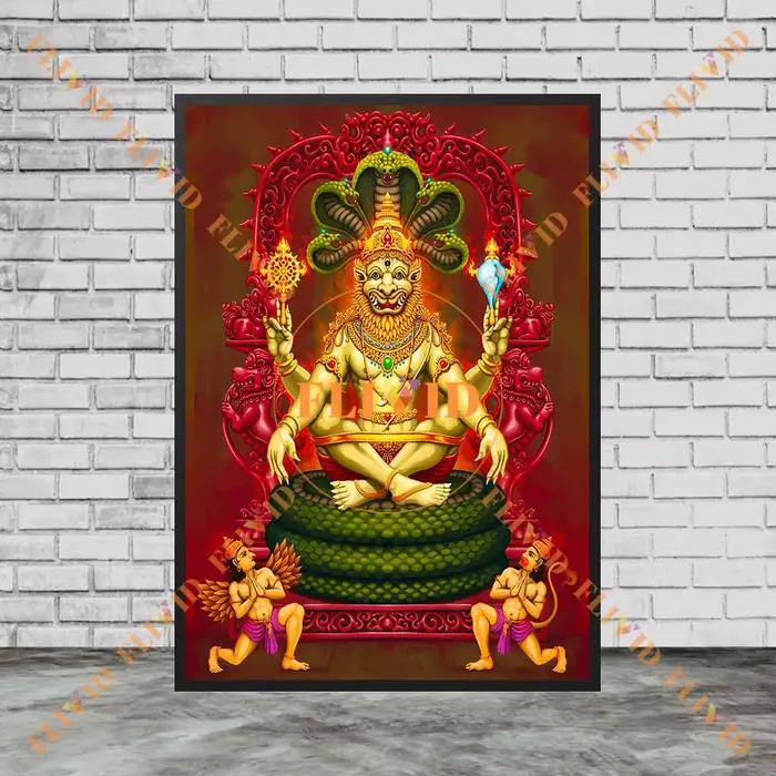 Narasimha l'incarnation de Vishnu Garnesh Hanuman affiche images murales pour décor d'église mur Art toile peinture sans cadre