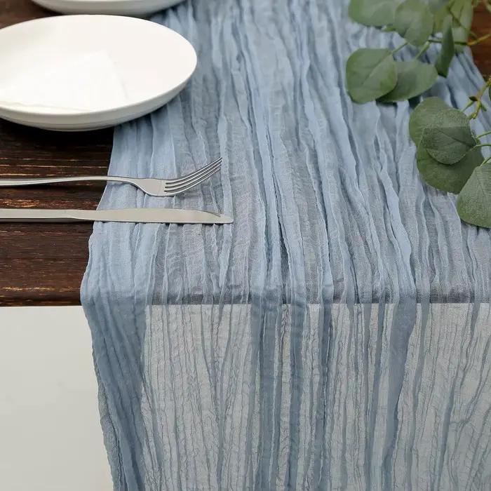Nappe de table semi-transparente en gaze de lin couleur sauge pour la décoration