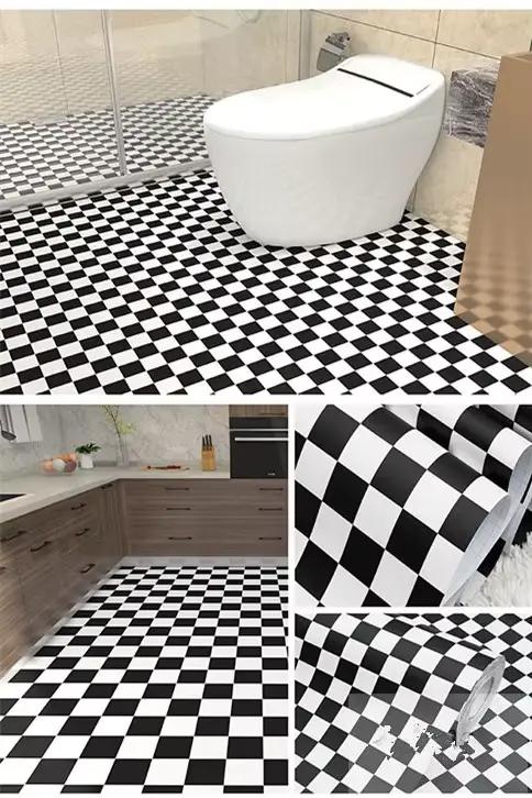 Tapis de sol auto-adhésifs pelables, autocollants de carreaux de cuisine, épais, résistant à l'usure, non ald, imperméable, douche, décoration d'intérieur