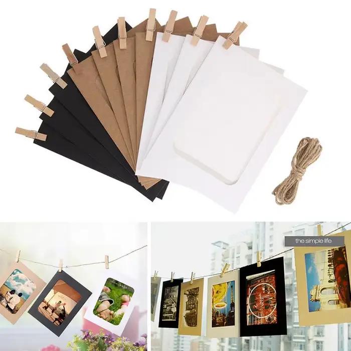 Cadre Photo Mural en Papier avec Clips de 3 Pouces, 10 Pièces