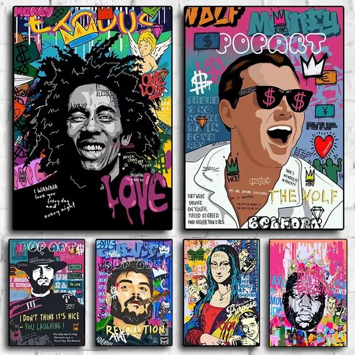 Graffiti Pop toile peinture Scarface rue film mur Art Mona Lisa abstrait protrait affiches et impressions décor à la maison murale