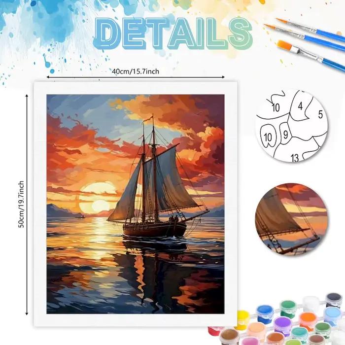 Kit de peinture à la main par numéros pour la décoration de la maison, photobt, voilier dans la chambre, salon, peinture de paysage, bricolage, oeuvre, toile