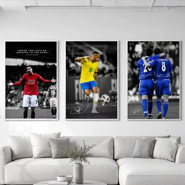 Affiche murale vintage esthétique avec portrait de joueur de football