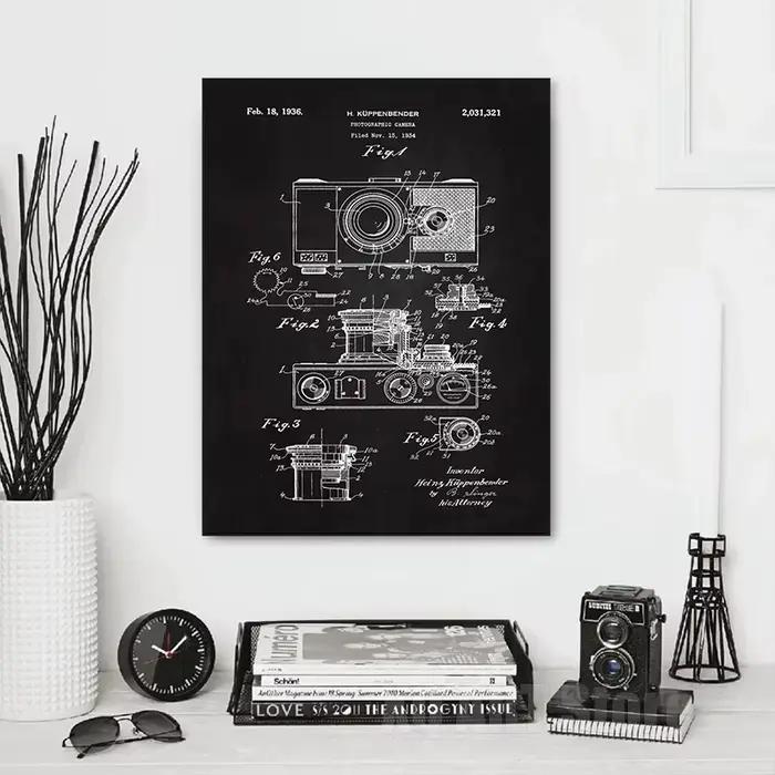 Affiches de plans de photographie de brevet moderne