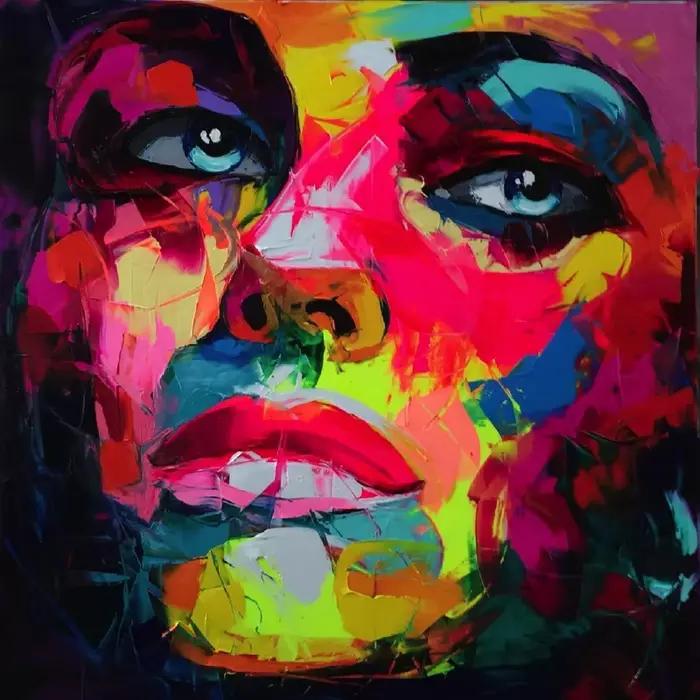 Artcozy Francoise Nielly couteau Spray toile peinture abstraite Portrait visage peinture à l'huile Figure mur Art photos décoration de la maison