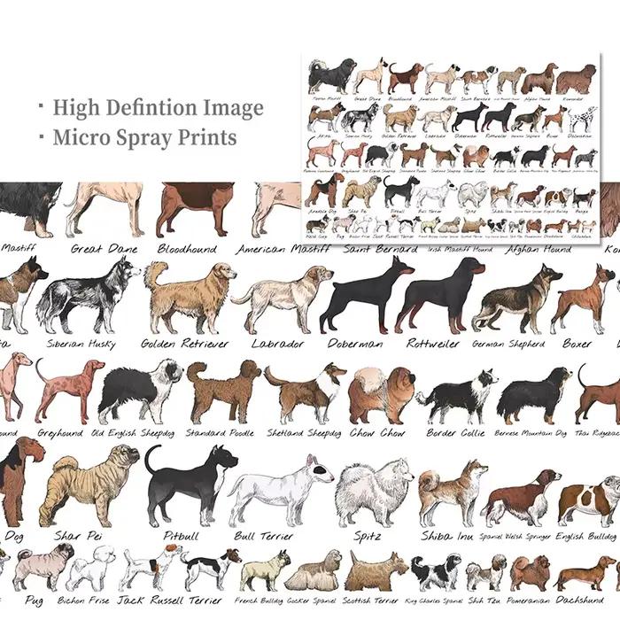 Peinture et impressions sur toile sans cadre avec illustration de étudiés de chiens